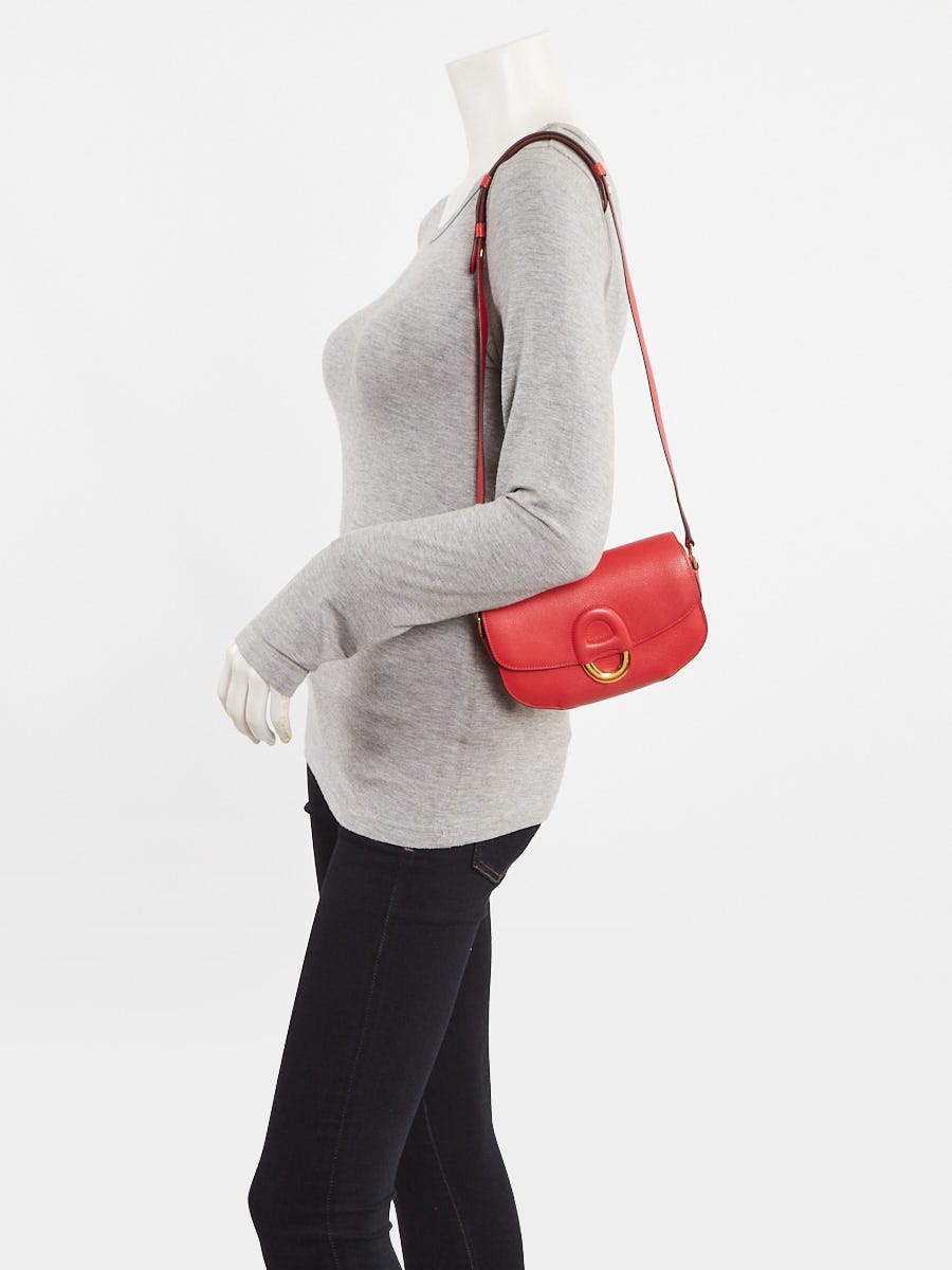 Hermes Rouge Tomate Evercolor Leather Gold Plated Cherche Midi Mini Bag