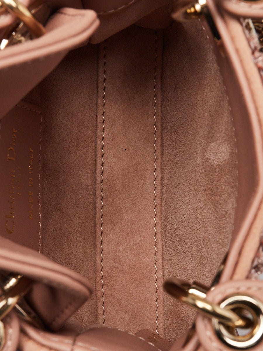 Christian Dior Pink Crystal Beaded Leather Micro Lady Dior Bag