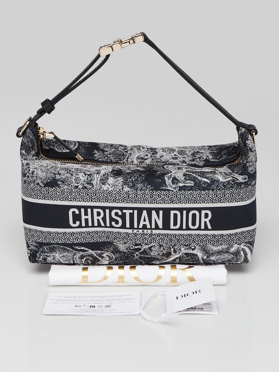 Christian Blue Toile De Jouy Canvas Dior Travel Nomad Pouch Bag