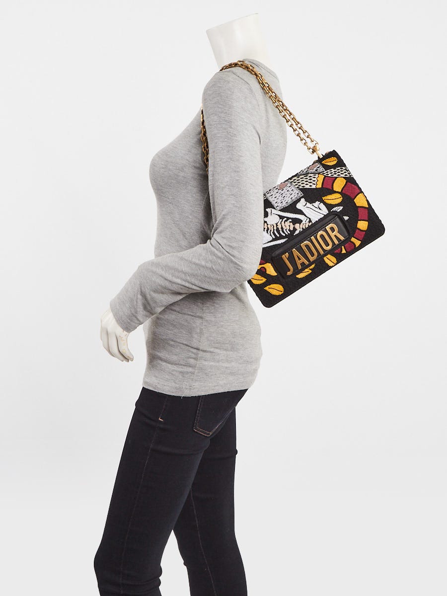 Christian Dior Black Multicolor Beaded Tarot J'ADIOR Mini Flap Bag