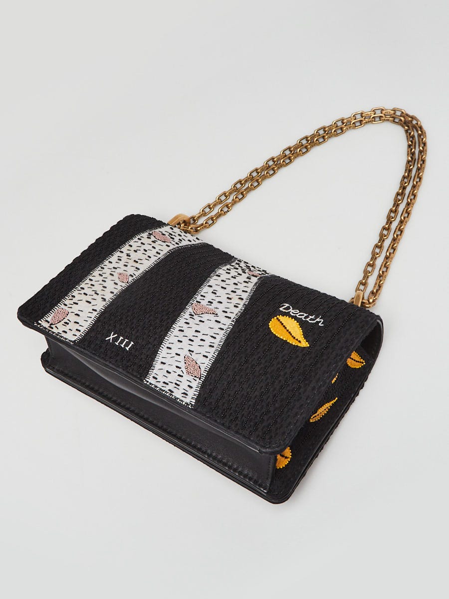 Christian Dior Black Multicolor Beaded Tarot J'ADIOR Mini Flap Bag