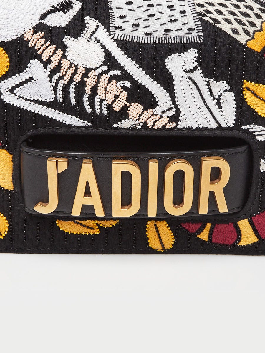 Christian Dior Black Multicolor Beaded Tarot J'ADIOR Mini Flap Bag