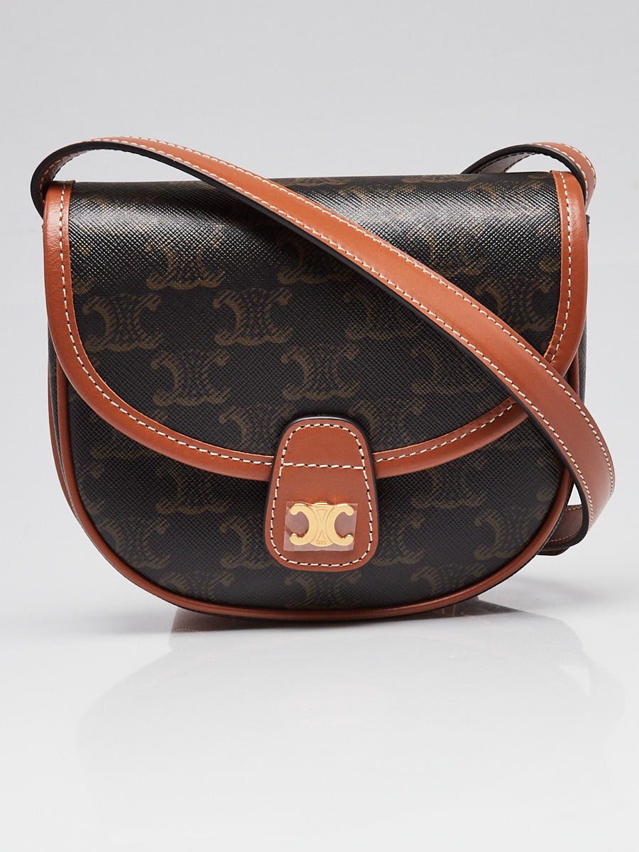 Celine Black/Brown Triomphe Coated Canvas Mini Besace Crossbody Bag