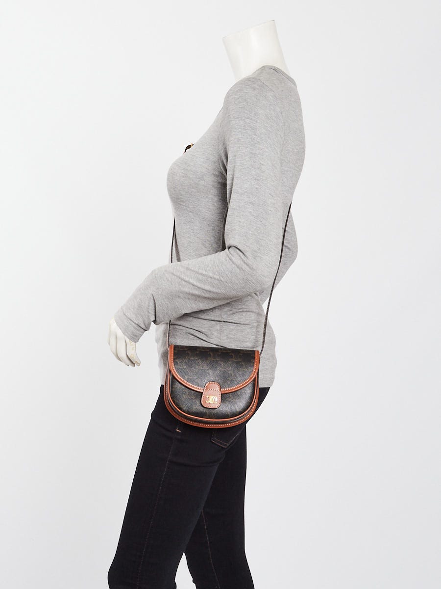Celine Black/Brown Triomphe Coated Canvas Mini Besace Crossbody Bag
