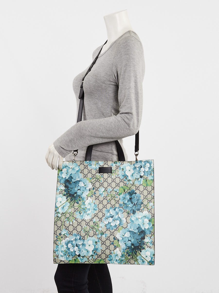 Gucci Beige/Blue GG Coated Canvas Supreme Blooms Shopping Tote Bag