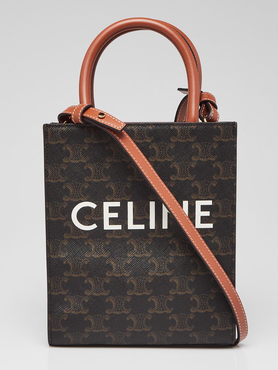 Celine Black/Brown Triomphe Coated Canvas/Leather Mini Vertical