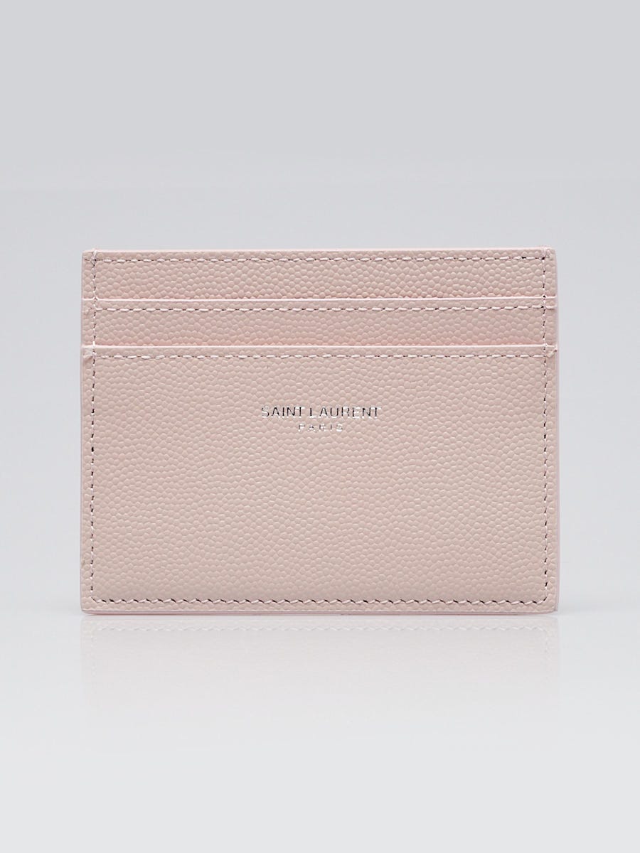 Yves Saint Laurent Pink Pebbled Leather Card Holder
