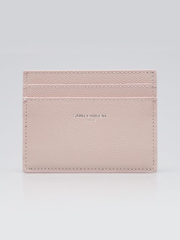 Yves Saint Laurent Pink Pebbled Leather Card Holder
