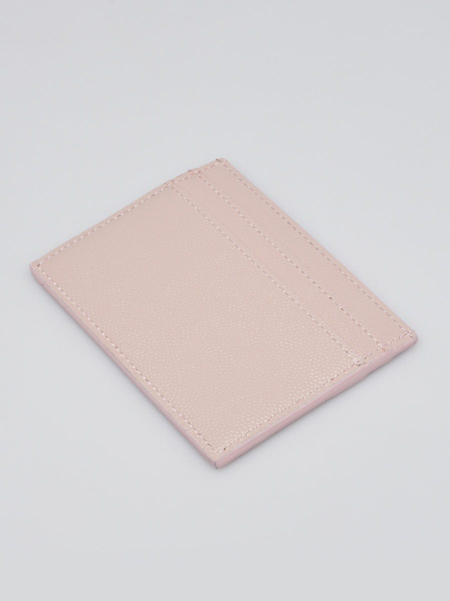Yves Saint Laurent Pink Pebbled Leather Card Holder