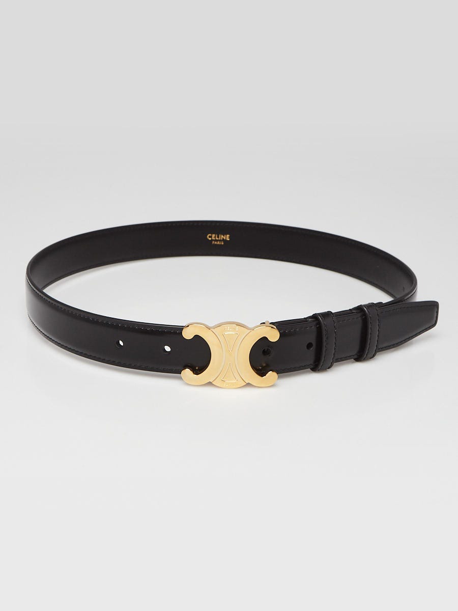 CELINE ベルト"最終値下げ" Celine 18mm Black Smooth Leather Triomphe Belt Size 70 | Yoogi's