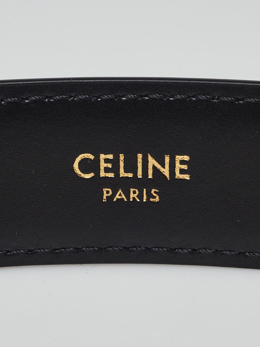 Celine 18mm Black Smooth Leather Triomphe Belt Size 70 | Yoogi's