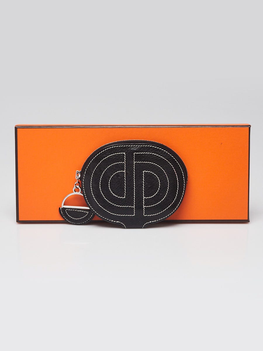 Hermes Black Swift Leather In the Loop Card Holder/Coin Purse