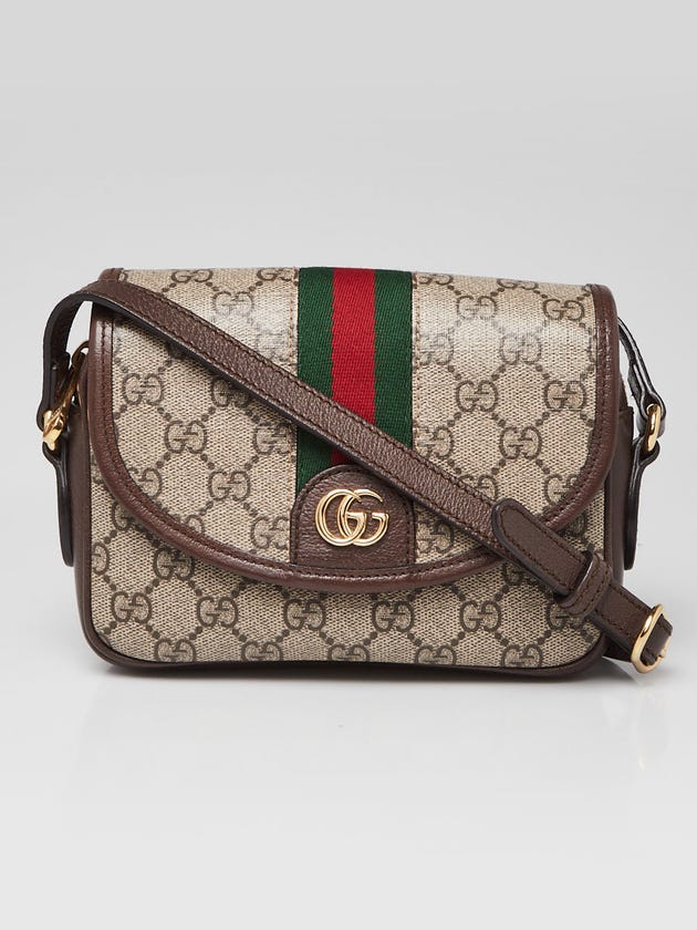 Gucci Beige/Ebony GG Supreme Ophidia Mini Crossbody Flap Bag