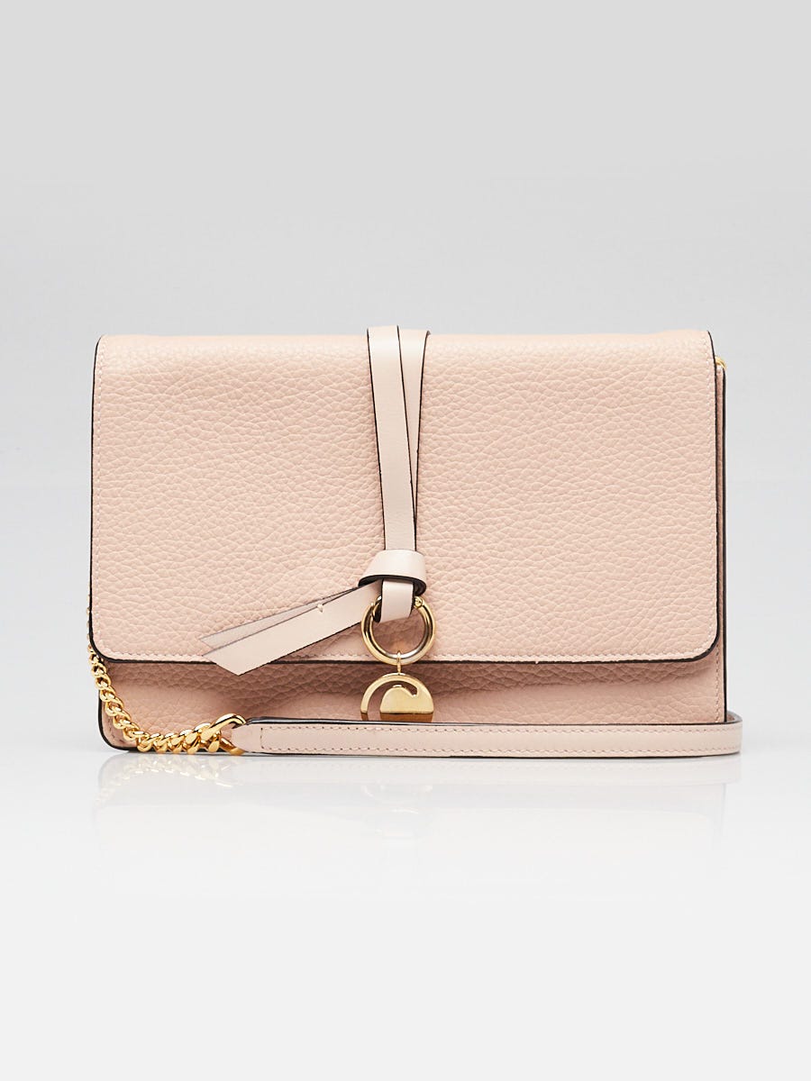 Chloe Beige Grain Calfskin Leather Alphabet Chain Clutch