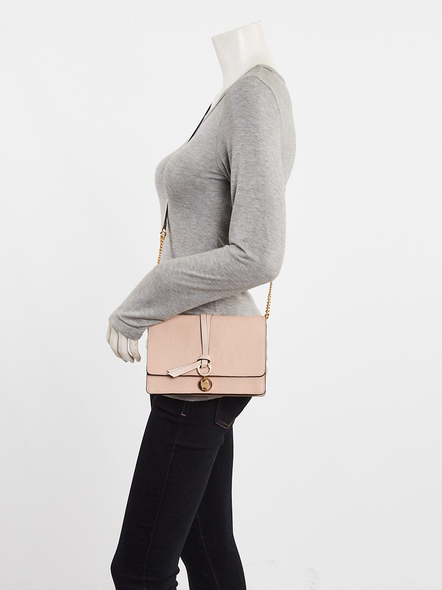 Chloe Beige Grain Calfskin Leather Alphabet Chain Clutch