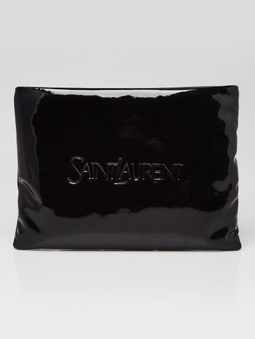 Yves Saint Laurent Black Patent Leather Puffy Pillow Pouch Bag