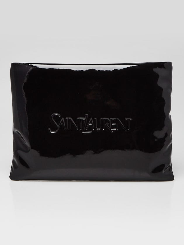 Yves Saint Laurent Black Patent Leather Puffy Pillow Pouch Bag