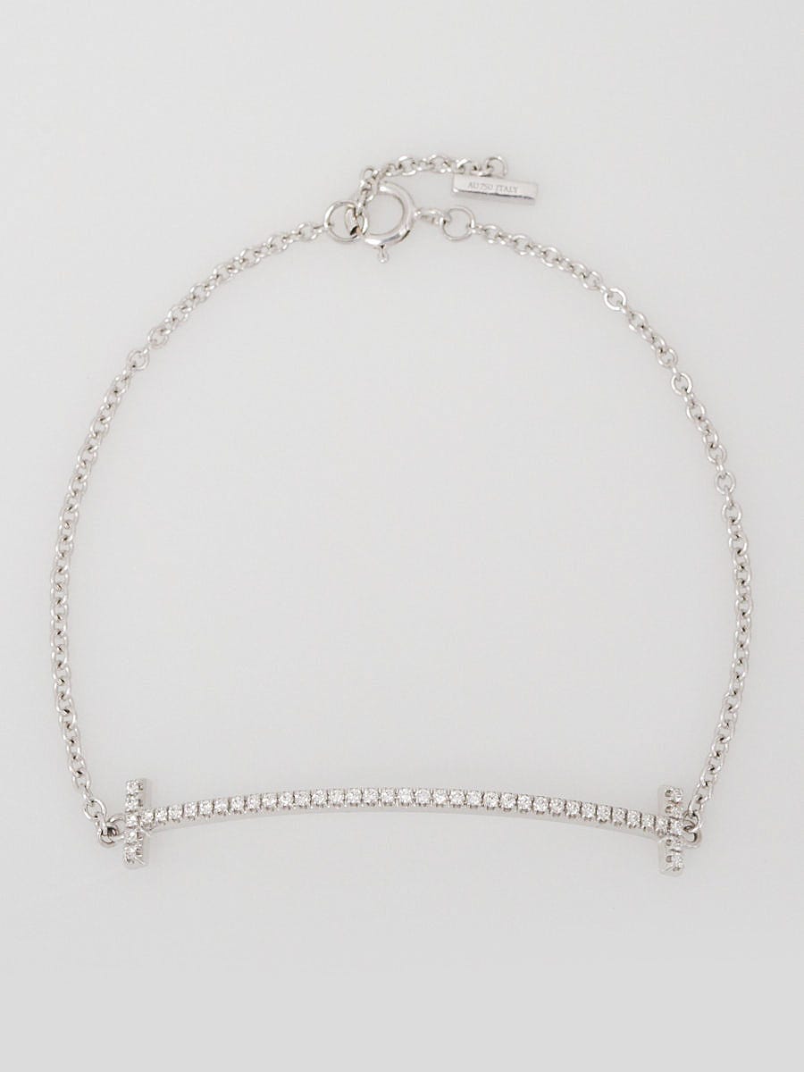 Tiffany 
Co. 18K White Gold and Diamonds Tiffany T Smile Bracelet