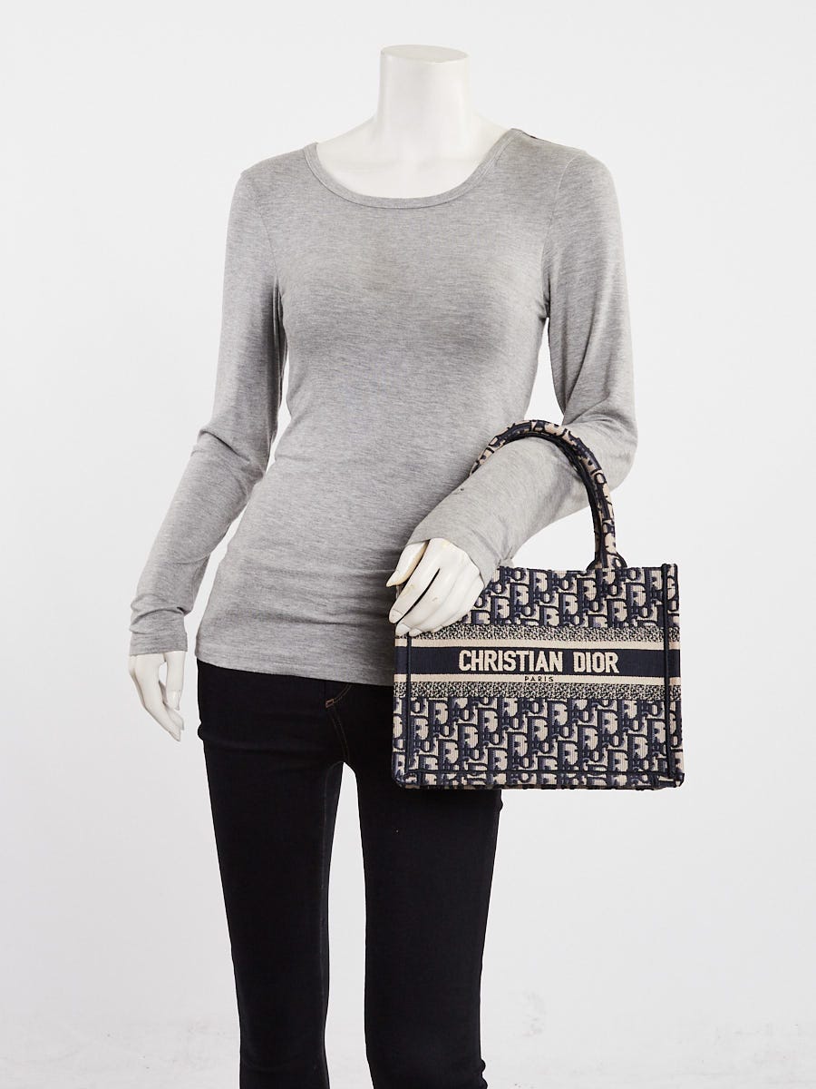 Christian Dior Blue Oblique Canvas Small Book Tote Bag