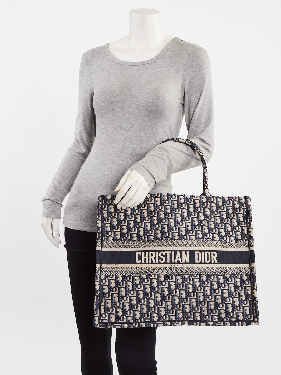 Christian Dior Blue Oblique Canvas Large Book Tote Bag