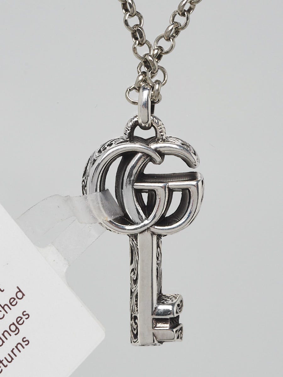 Gucci Sterling Silver GG Marmont Key Necklace