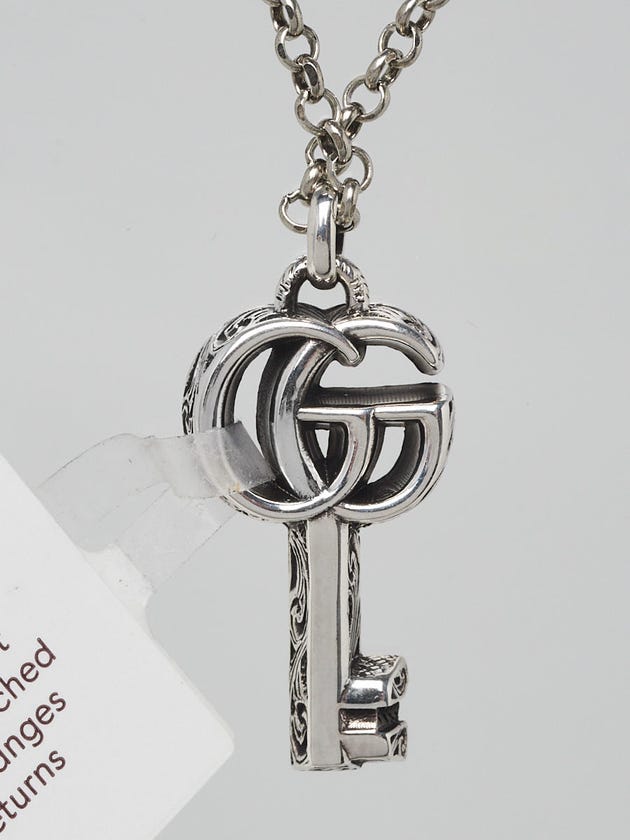 Gucci Sterling Silver GG Marmont Key Necklace