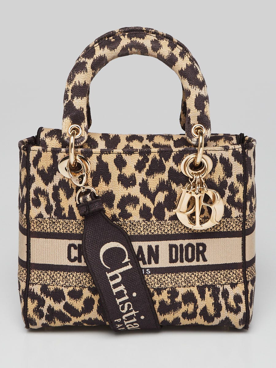 Christian Dior Beige/Black Mizza Embroidered Medium Lady D-Lite