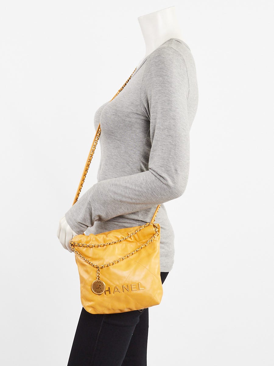 Chanel Yellow Quilted Calfskin Leather Chanel 22 Mini Bag
