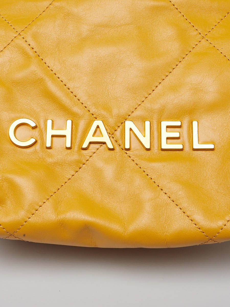 Chanel Yellow Quilted Calfskin Leather Chanel 22 Mini Bag