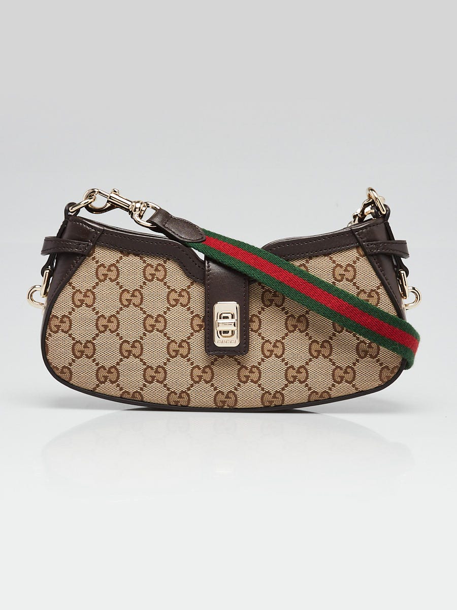 Gucci Beige/Ebony GG Canvas/Leather Mini Moon Side Shoulder Bag