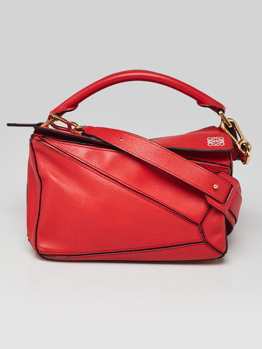 Loewe Red Calfskin Leather Small Puzzle Bag