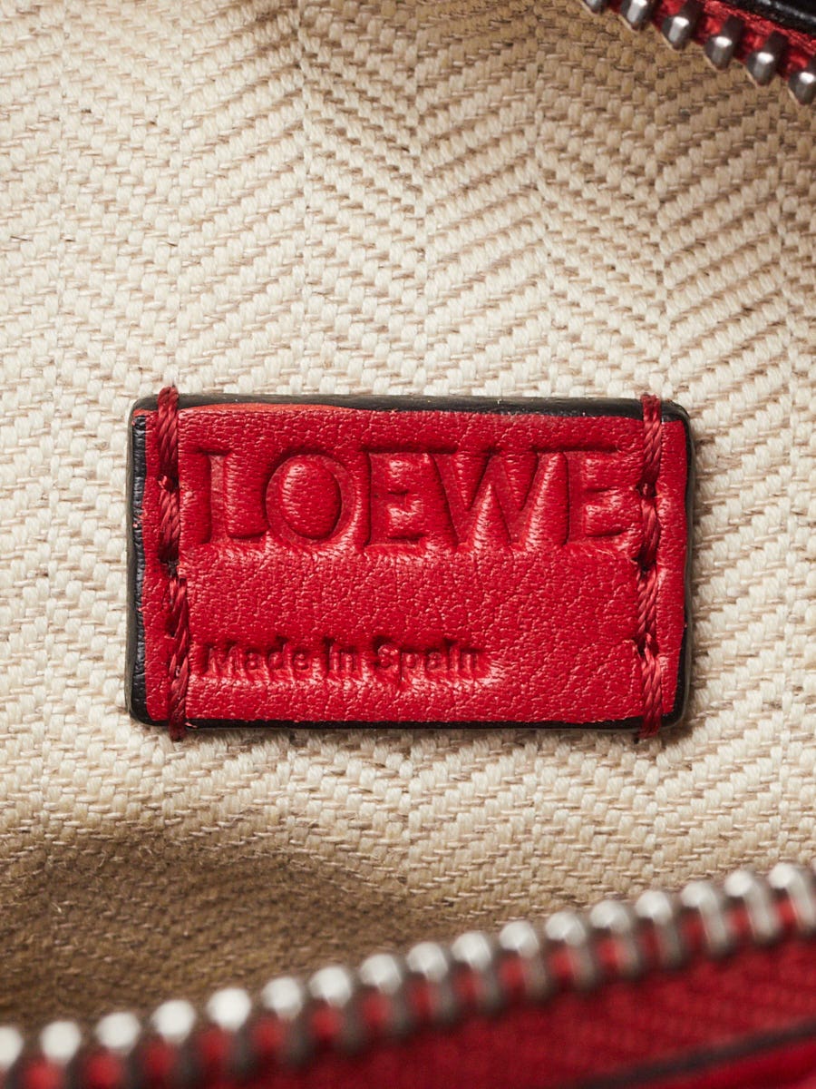 Loewe Red Pebbled Calfskin Leather Mini Puzzle Bag | Yoogi's Closet