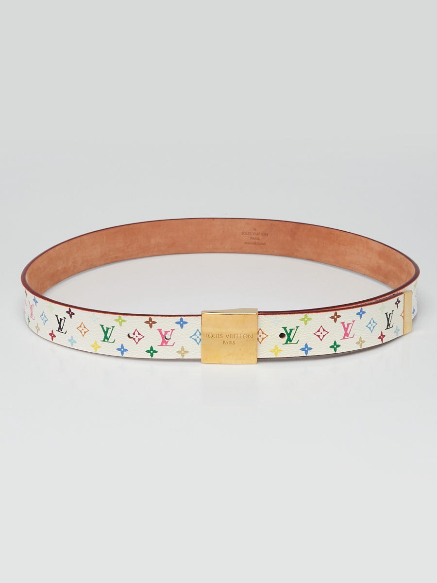 Louis Vuitton 30mm White Monogram Multicolore LV Cut Reversible Belt Size 90/36