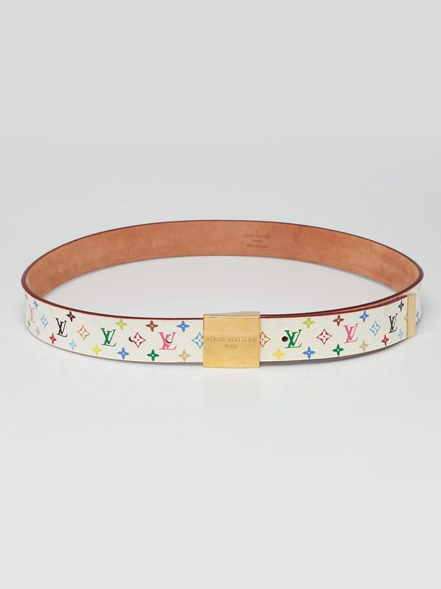 Louis Vuitton 30mm White Monogram Multicolore LV Cut Reversible Belt Size 90/36