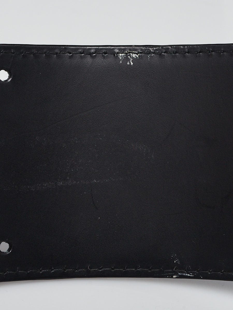 Chanel Black Patent Leather Croc Effect CC Logo Wide Belt Size 80