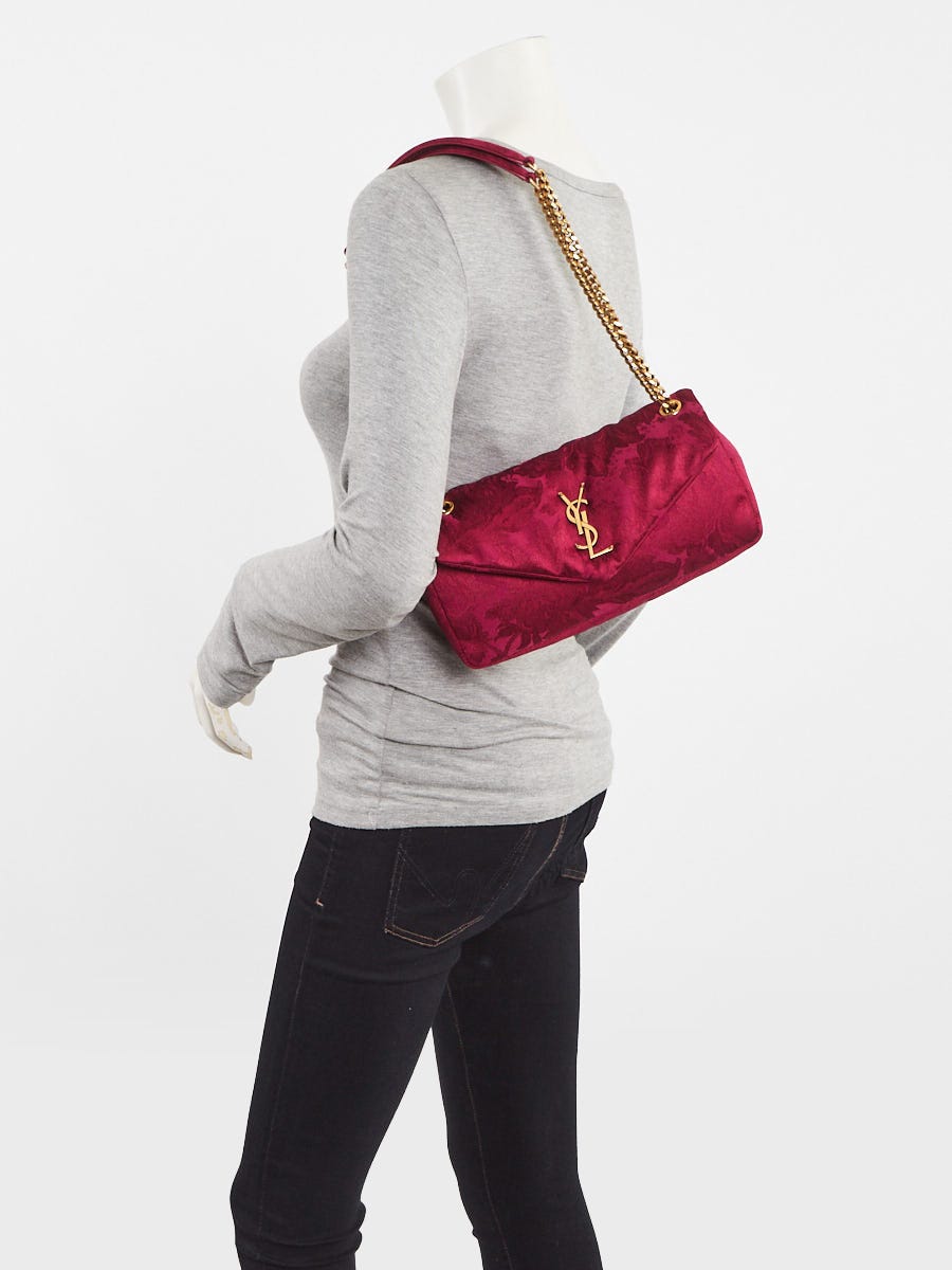 Yves Saint Laurent Red Jacquared Floral Fabric Small Calypso Bag