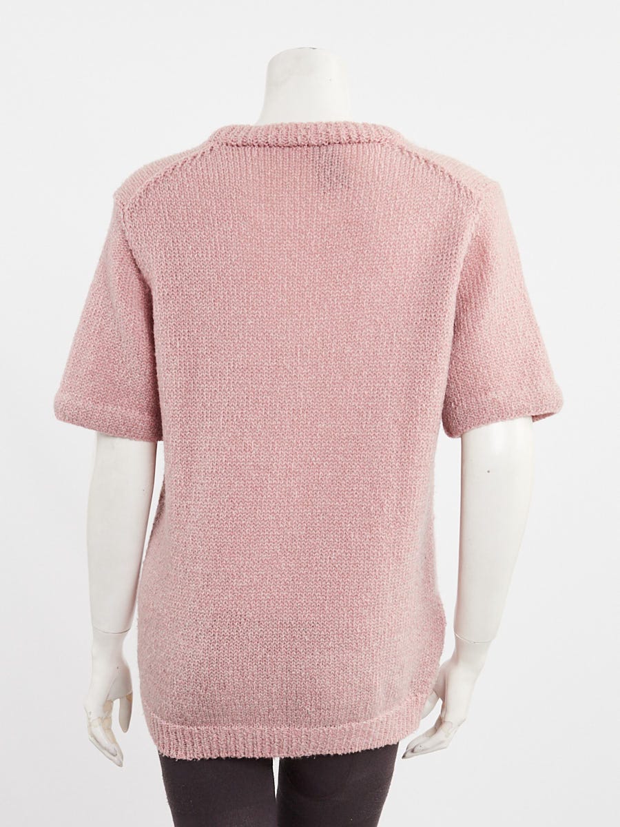 Prada Pink Cashmere Blend Short Sleeve Sweater Size 10/44