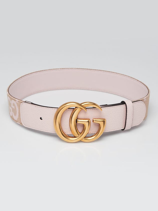 Gucci Beige/Light Pink Canvas Double G Belt Size 65/26