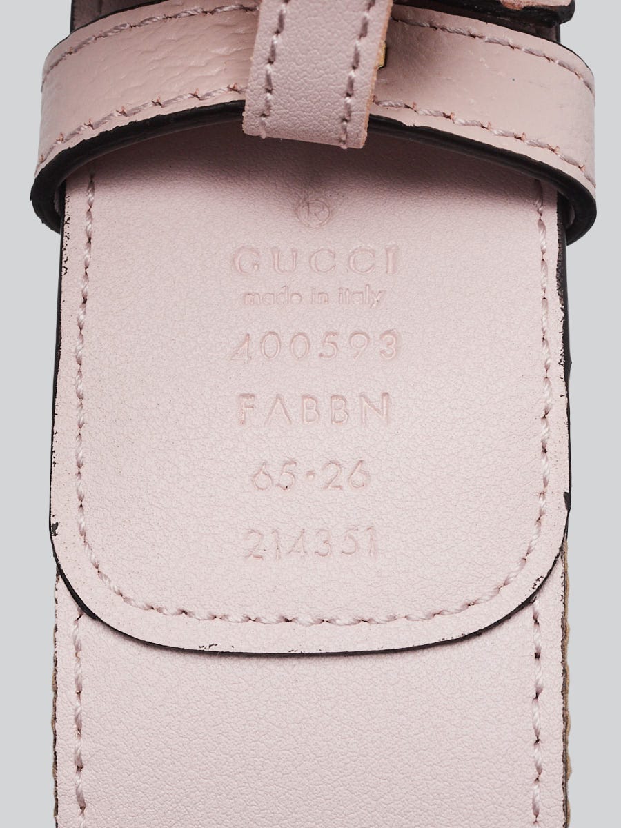 Gucci Beige/Light Pink Canvas Double G Belt Size 65/26 | Yoogi's