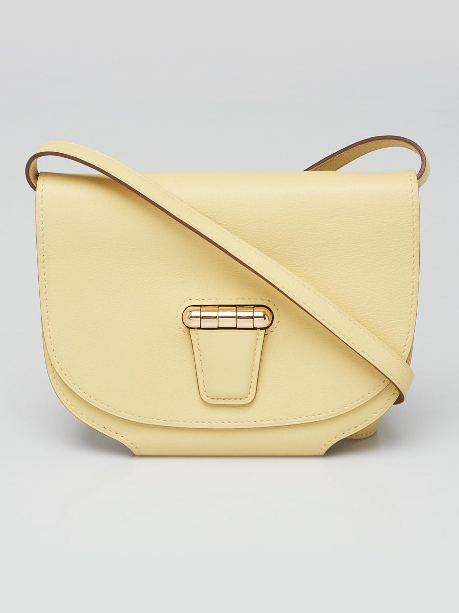 Hermes Jaune Poussin Evercolor Leather Palladium Plated Mini Convoyeur Bag