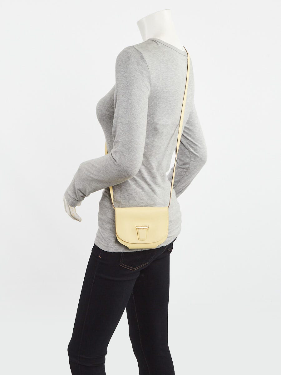 Hermes Jaune Poussin Evercolor Leather Palladium Plated Mini Convoyeur Bag