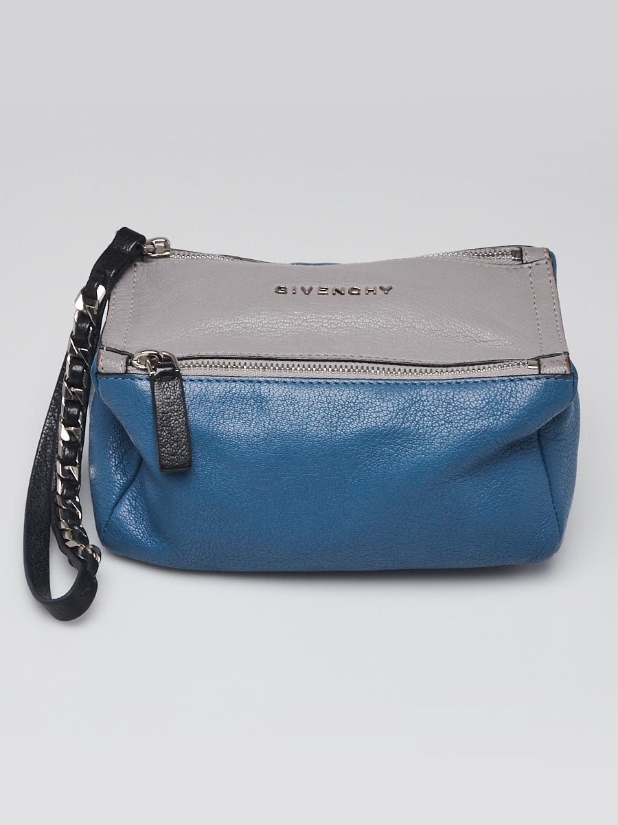 Givenchy Blue/Grey Sugar Goatskin Mini Pandora Wristlet Bag