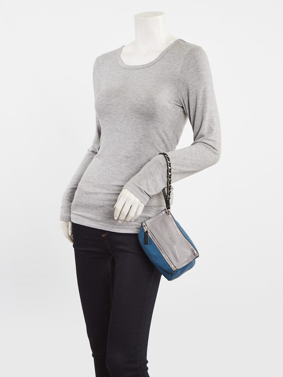 Givenchy Blue/Grey Sugar Goatskin Mini Pandora Wristlet Bag