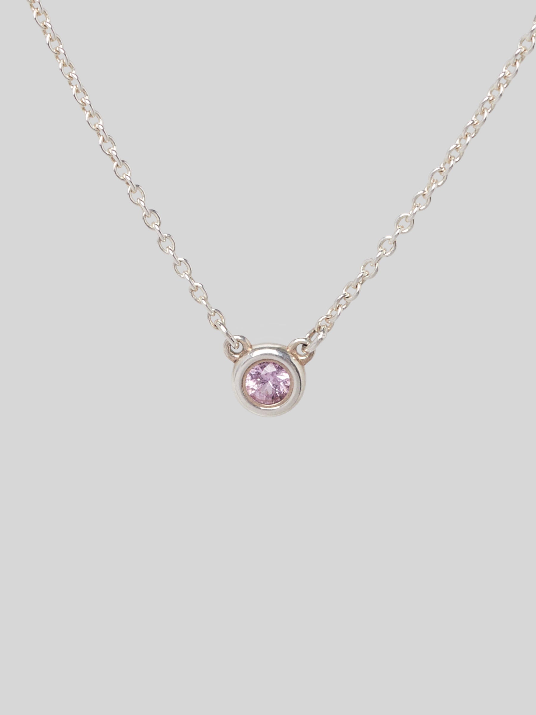 Tiffany 
Co. Sterling Silver and Pink Sapphire Elsa Peretti Color by the Yard Necklace