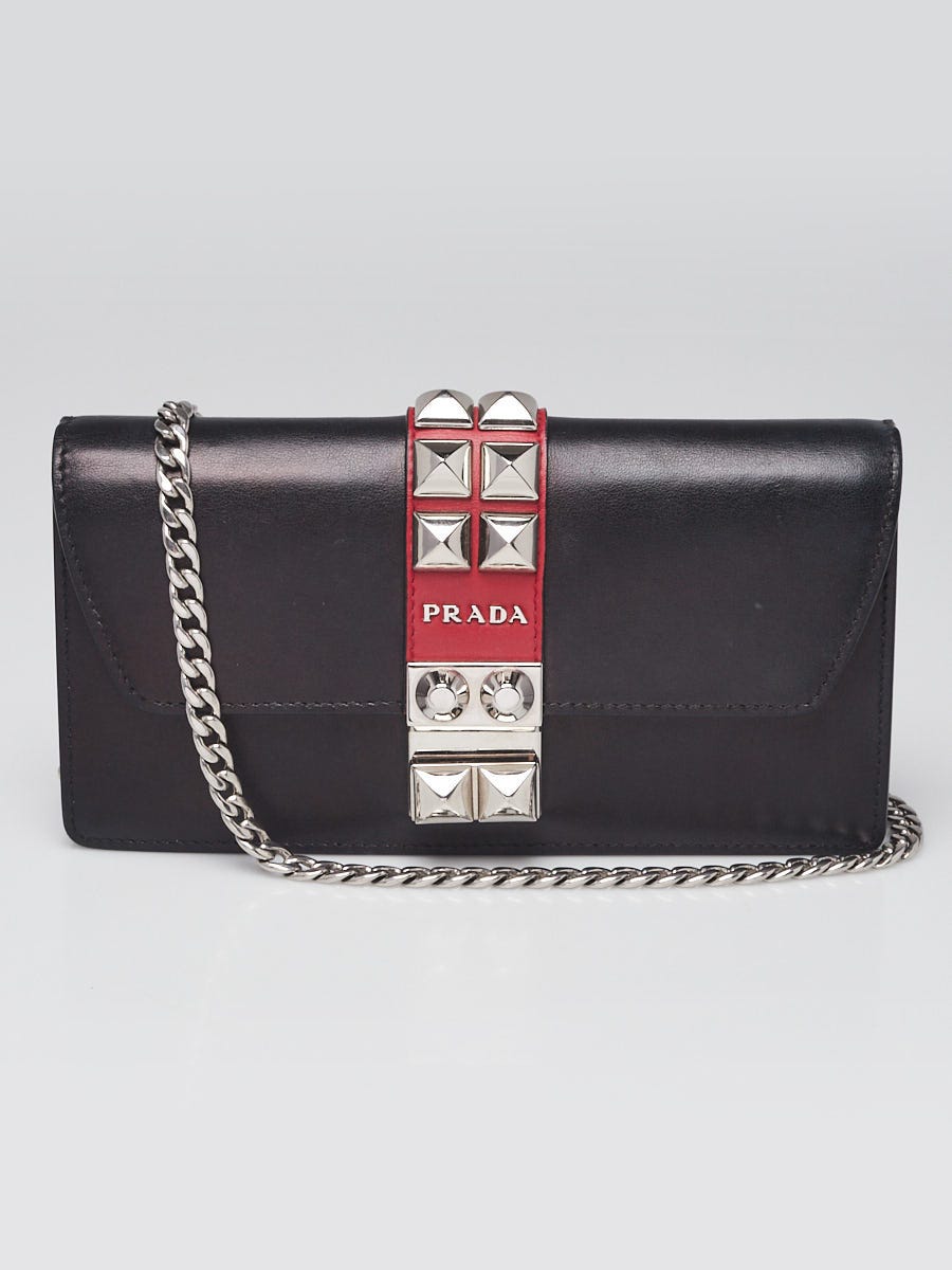 Prada Black/Red Leather Elektra Mini Crossbody Bag 1ZH061
