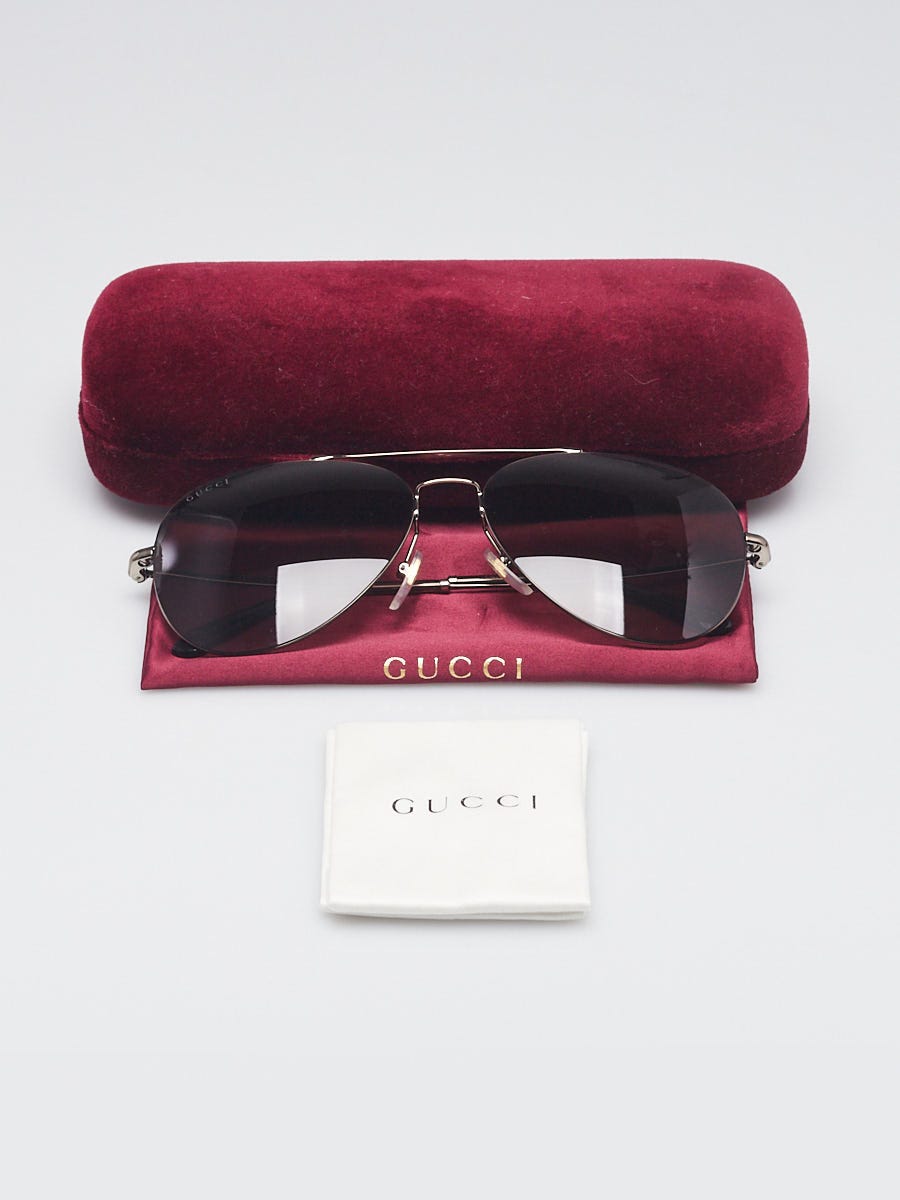 Gucci Gunmetal Frame Metal Tinted Aviator Sunglasses - GG0500S