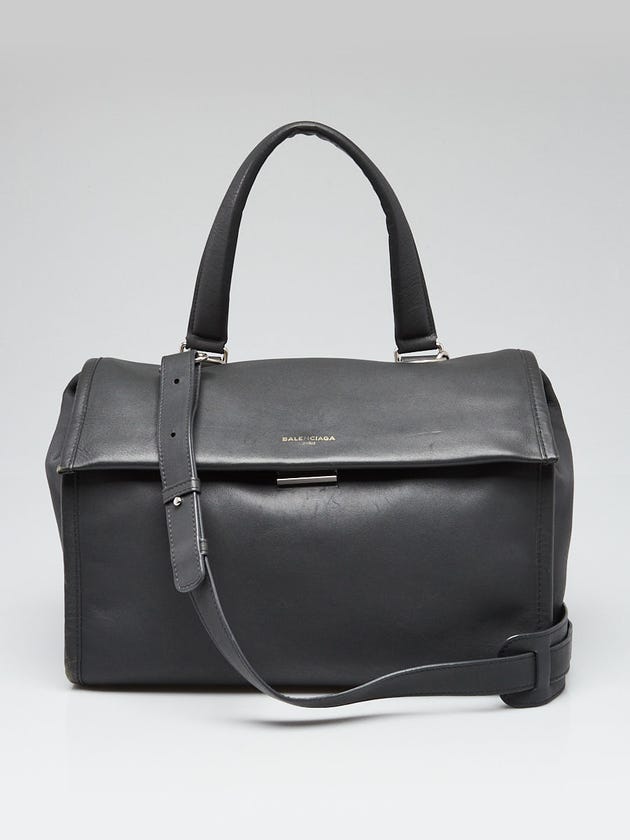 Balenciaga Grey Calfskin Leather Tool Satchel Bag