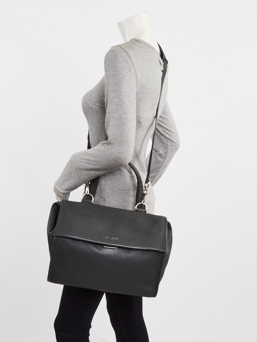 Balenciaga Grey Calfskin Leather Tool Satchel Bag