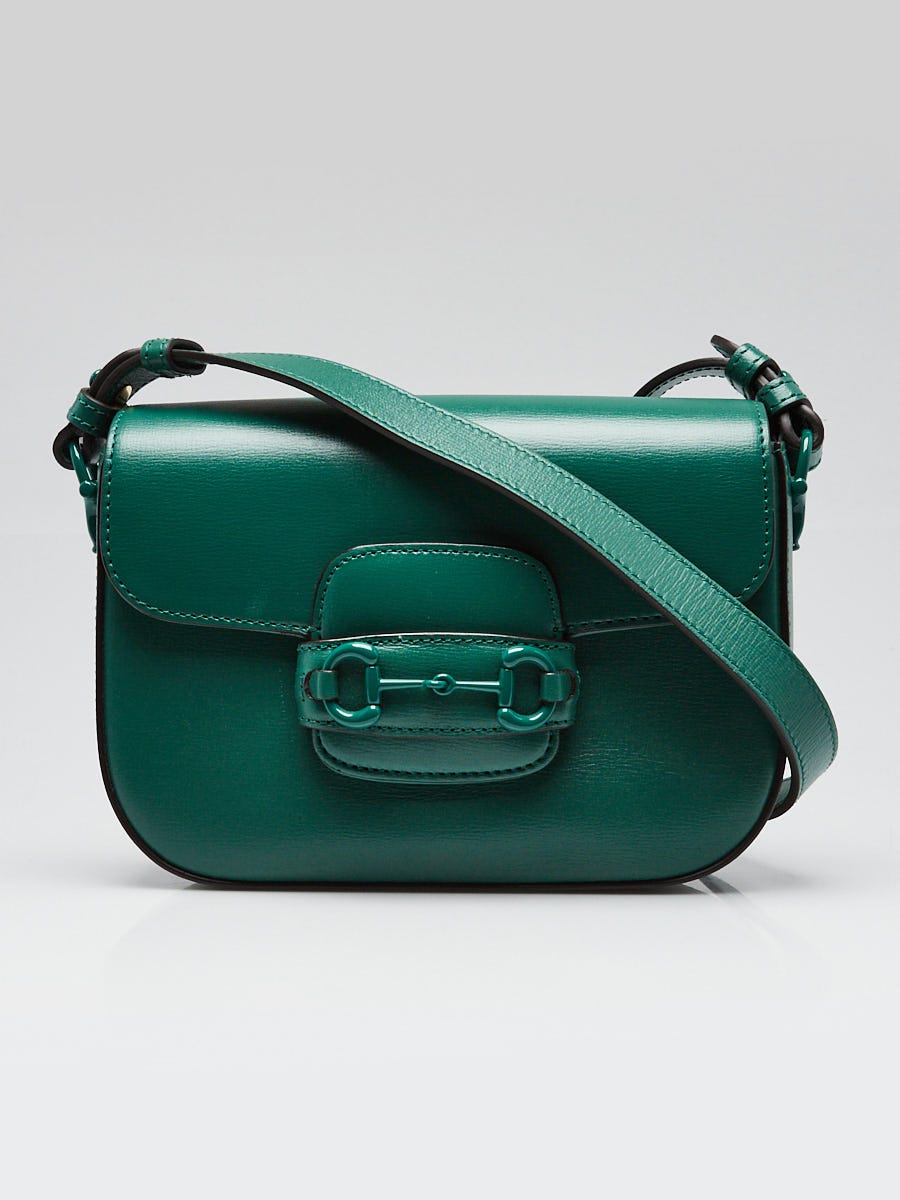 Gucci Green Leather 1955 Small Horsebit Shoulder Bag