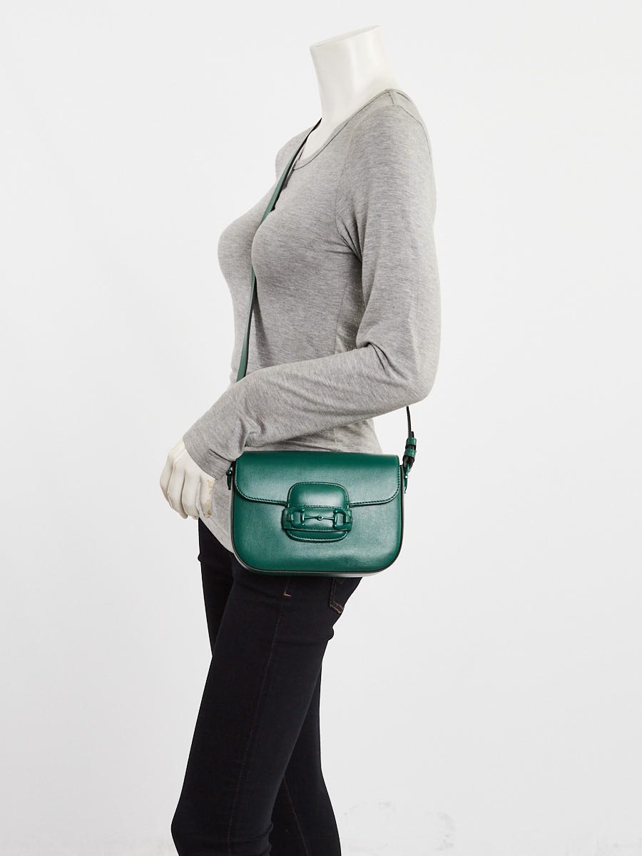 Gucci Green Leather 1955 Small Horsebit Shoulder Bag